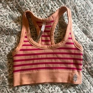 FP movement Striped Pink and Tan Sports Bra